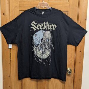 Rare Seether Men's XXL 2XL T-shirt Black Heavy Cotton Rock Concert Skull NWT
